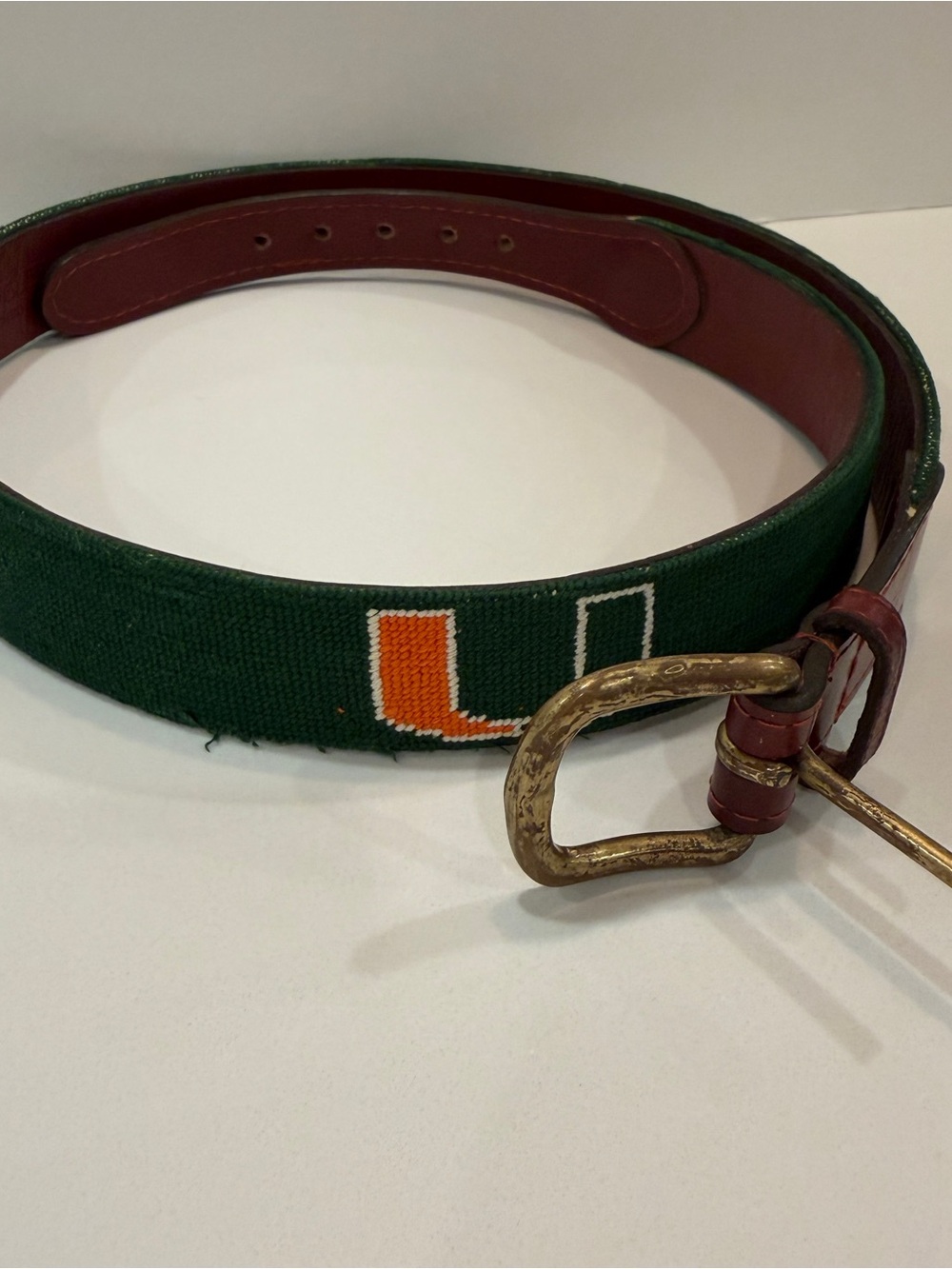 University Miami Needlepoint Belt 38 Smathers Branson U Hurricanes Embroidered